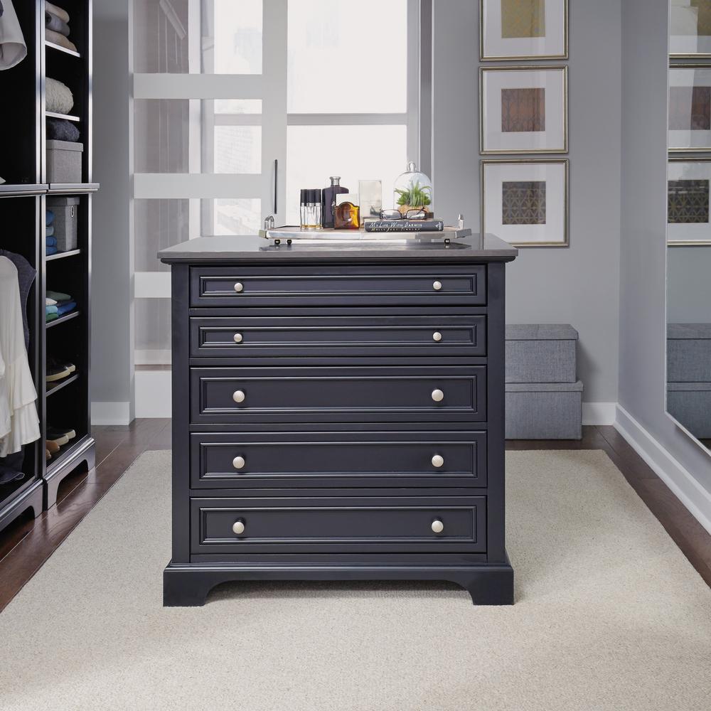 Home Styles Bedford 5Drawer Black Closet Island553192  The Home Depot