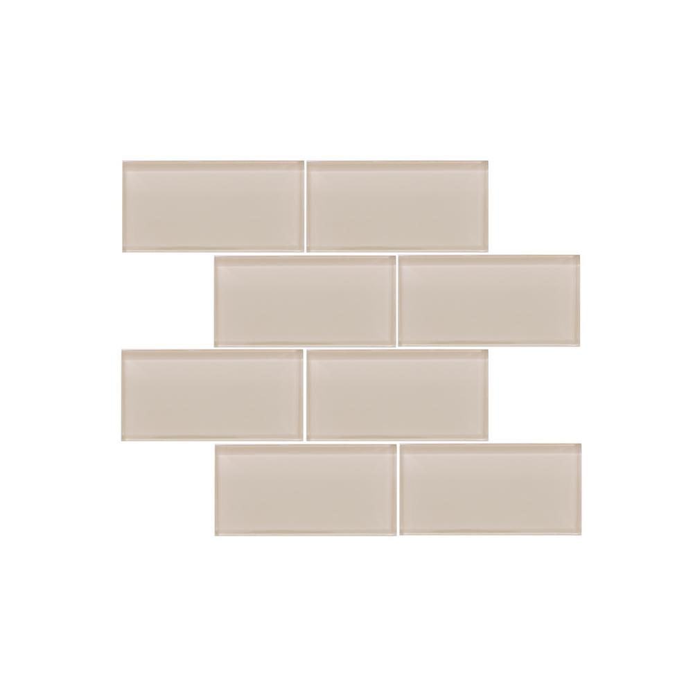 Subway Beige Cream Gl Mosaic Tile The Home Depot Valencia 3 X 6 Light Beige 12 25 In 14 75 8mm Gl