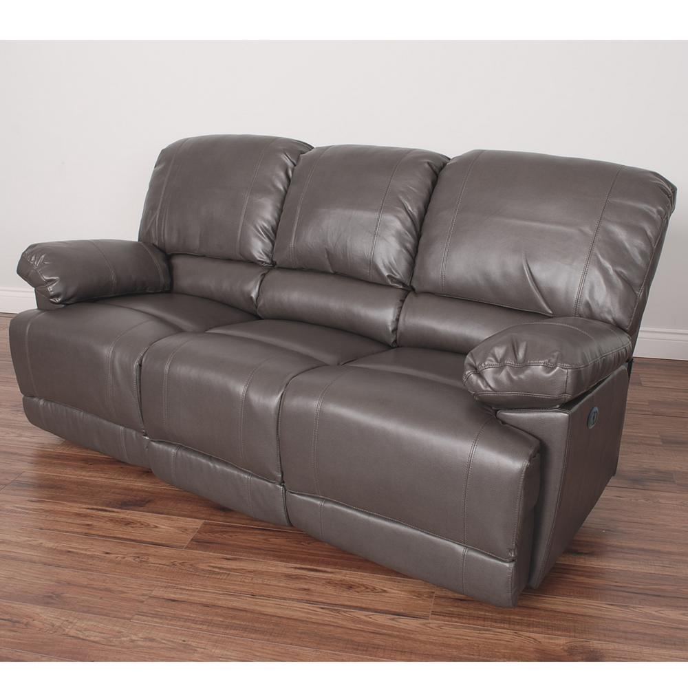 Corliving Lea Brownish Grey Bonded Leather Power Reclining Sofa With Usb Port Lzy 322 S The 4939