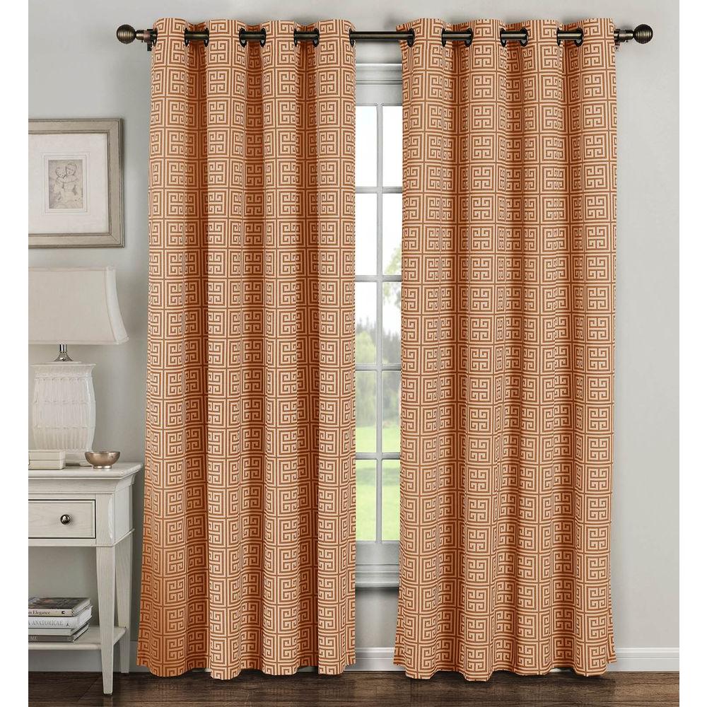 Window Elements Semi Opaque Greek Key Cotton Blend Extra Wide 96