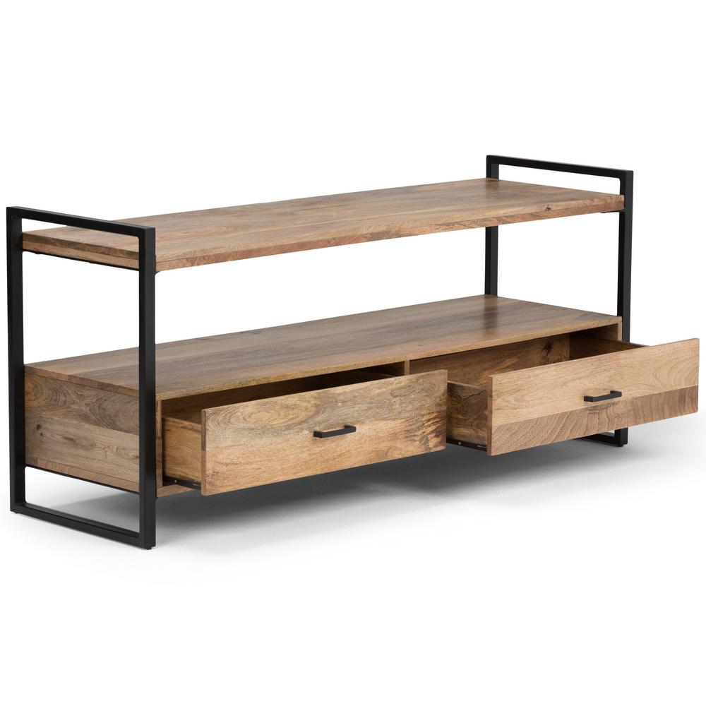 Simpli Home Riverside Solid Mango Wood And Metal 60 In W