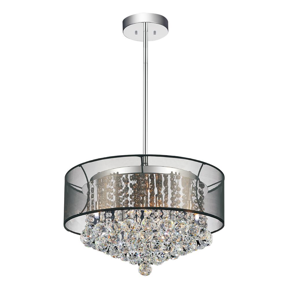 Radiant 9 Light Chrome Chandelier With Black Shade 5062p20c Clear Radiant 9 Light Chrome Chandelier With Black Shade