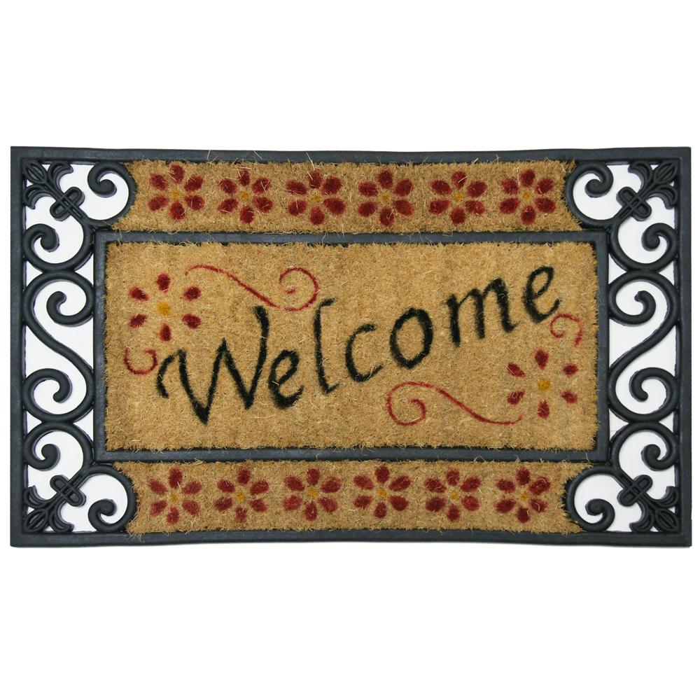 Rubber Cal Welcome Home 18 In X 30 In Coir Rubber Doormat 10 102