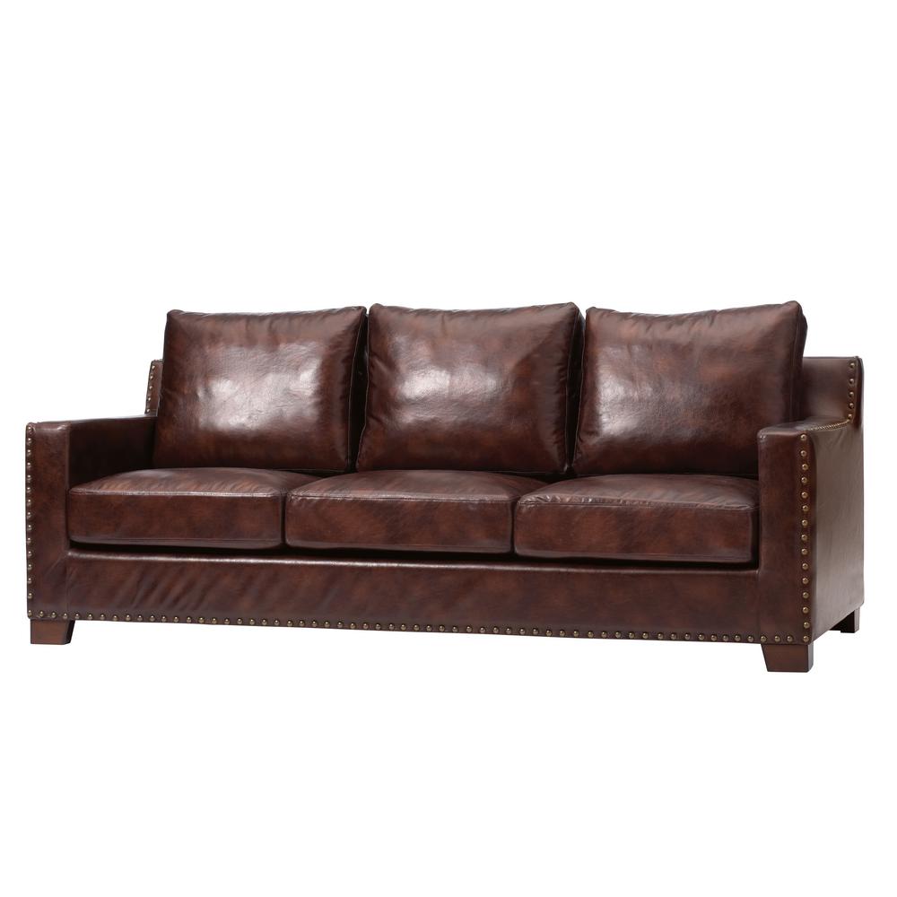 Home Decorators Collection Garrison 82 In Brown Faux Leather 3 Seater Sofa With Removable Covers 1600400820 The Depot - Slipcovers For 3 Seater Leather Sofa Home Decorators Collection Garrison 82 In Brown Faux Leather 3 Seater Sofa With Removable Covers 1600400820 The Depot - Slipcovers For 3 Seater Leather Sofa