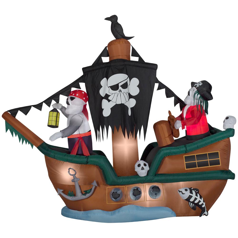 Gemmy 10 ft Animated Inflatable Skeleton Pirate Ship 