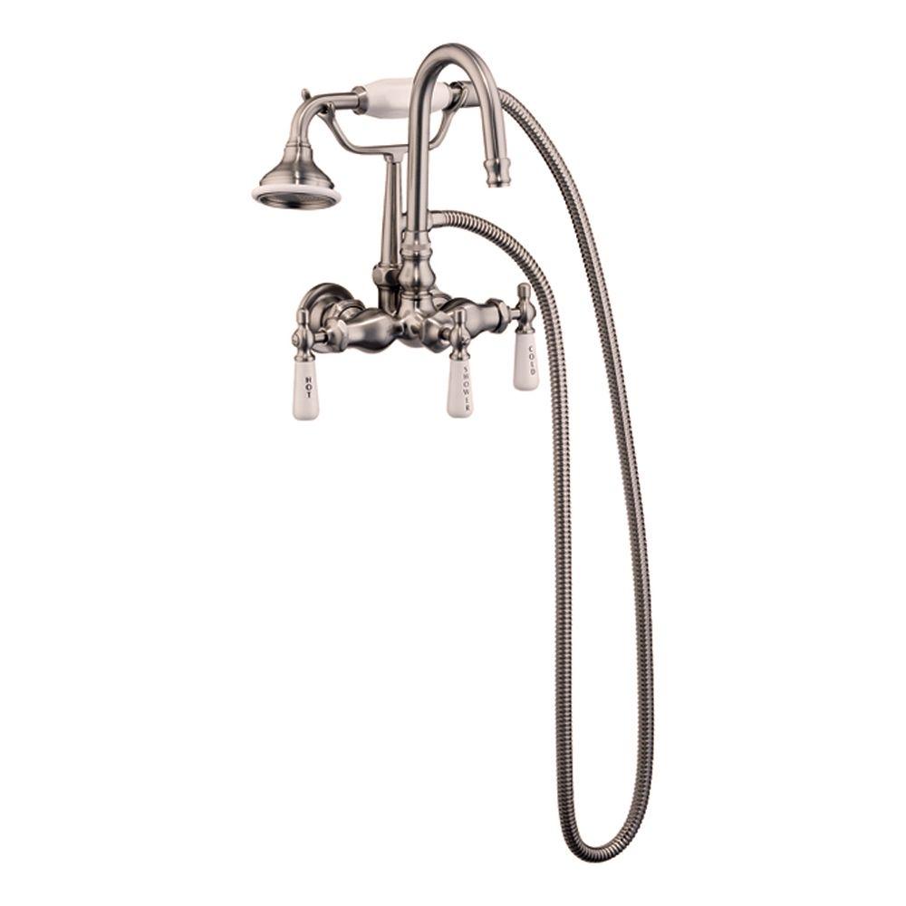Barclay Products 3 Handle Claw Foot Tub Faucet With Hand Shower In