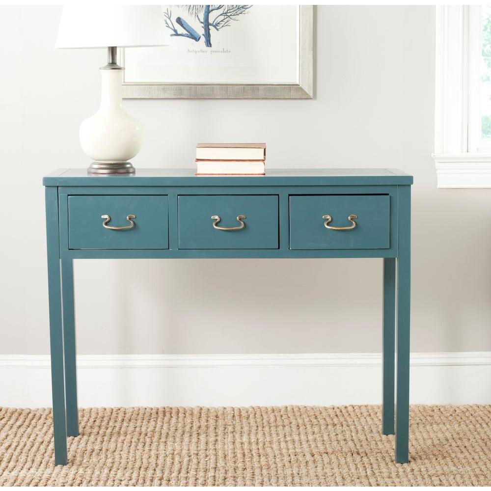 Safavieh Cindy Slate Teal Storage Console Table Amh6568h The Home Safavieh Cindy Slate Teal Storage Console Table
