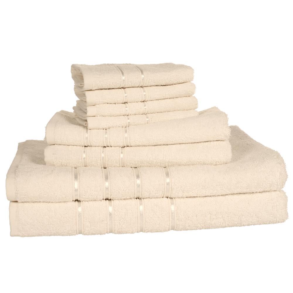 Lavish Home 8Piece Beige Solid Cotton Bath Towel Set670013B The