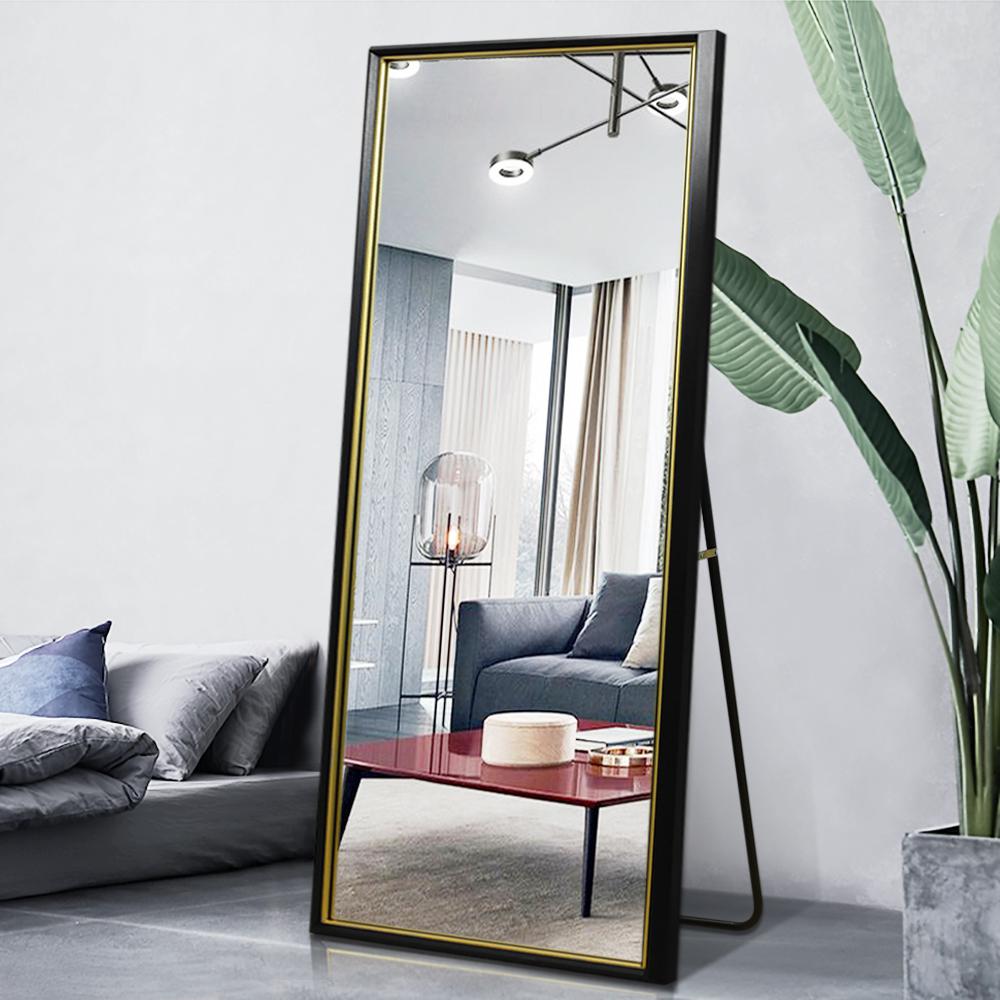 PexFix 65 in. x 22 in. Modern Style Rectangle Mirror Framed Black Frame ...