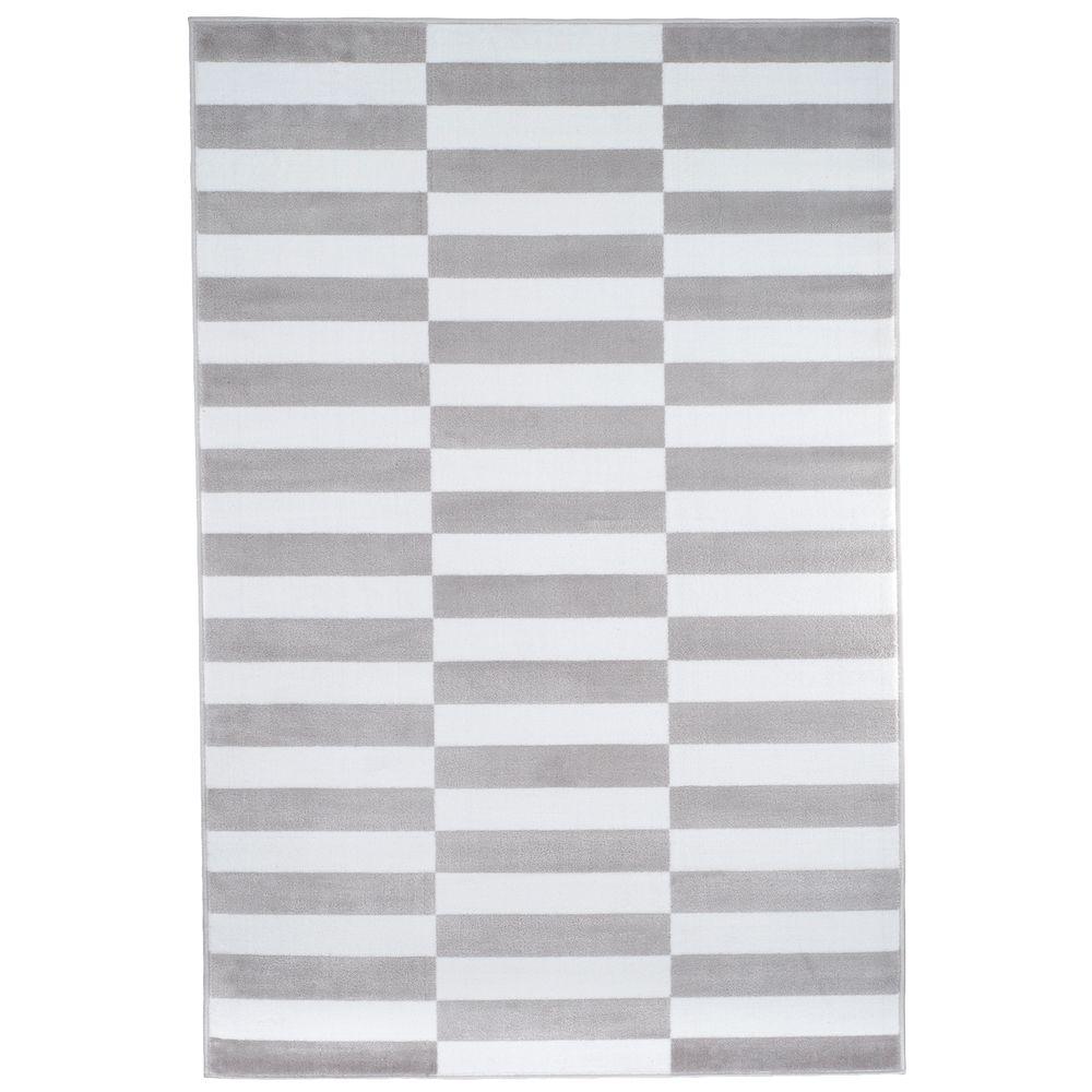 Checkered Stripes Grey 5 ft. x 8 ft. Area Rug622020A The Home Depot