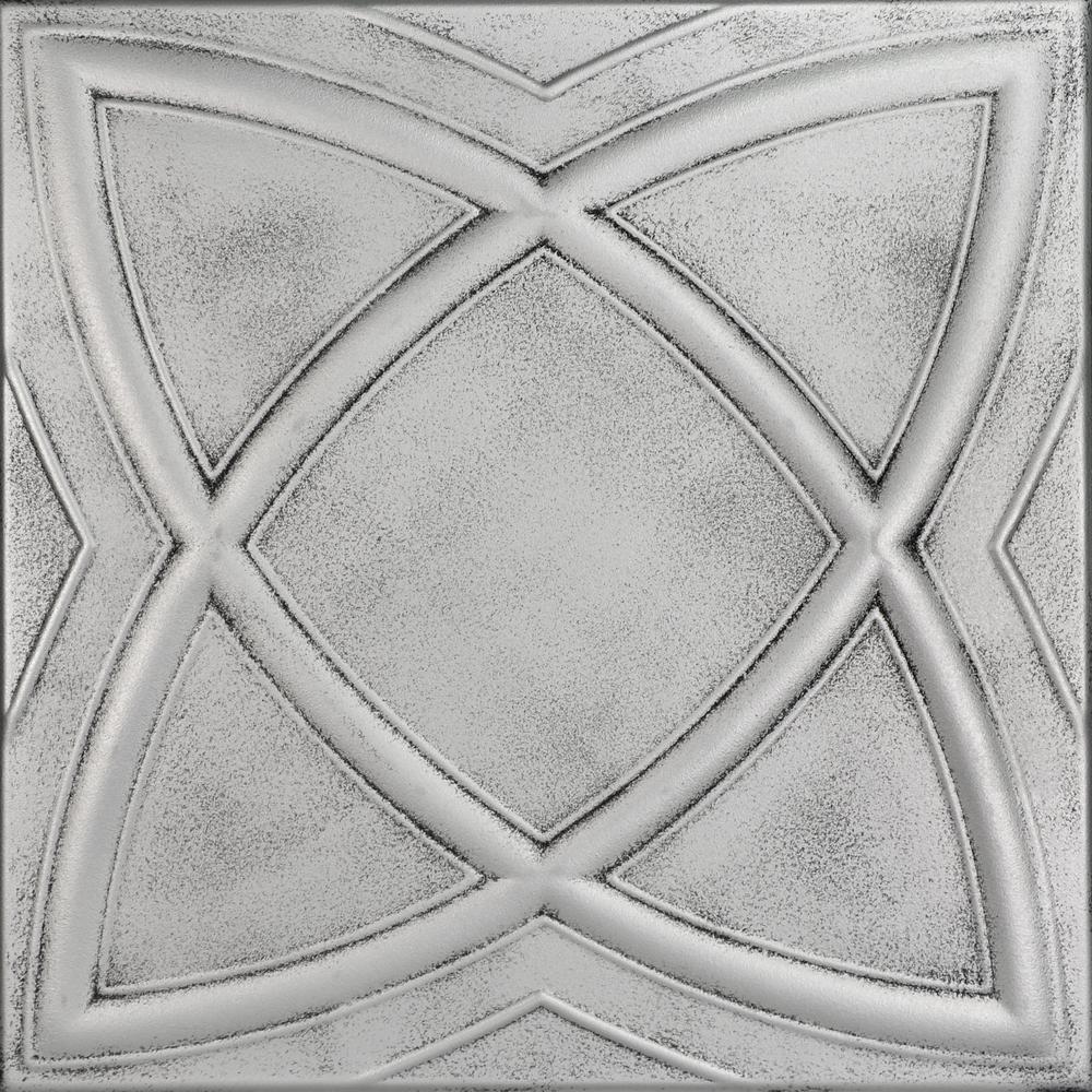 A La Maison Ceilings Elliptic Illusion 1 6 Ft X 1 6 Ft Glue Up Plastic Ceiling Tile In Antique Silver