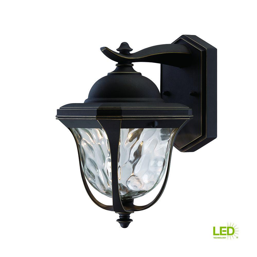 Bronze Integrated Led Designers Fountain Outdoor Wall Mounted Marquette Aged Bronze Patina Outdoor Led Wall Lantern