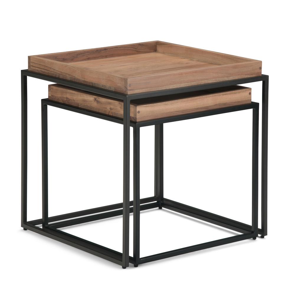 Simpli Home Carter Natural Acacia Tray Top Nesting 2 Pc TableAXCCAR06
