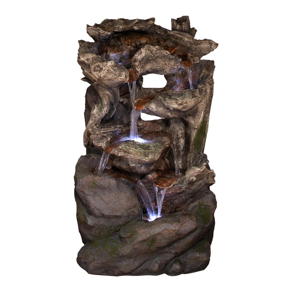 Alpine Corporation 40 in. Tall Outdoor 6Tier Rainforest Wood and Rock