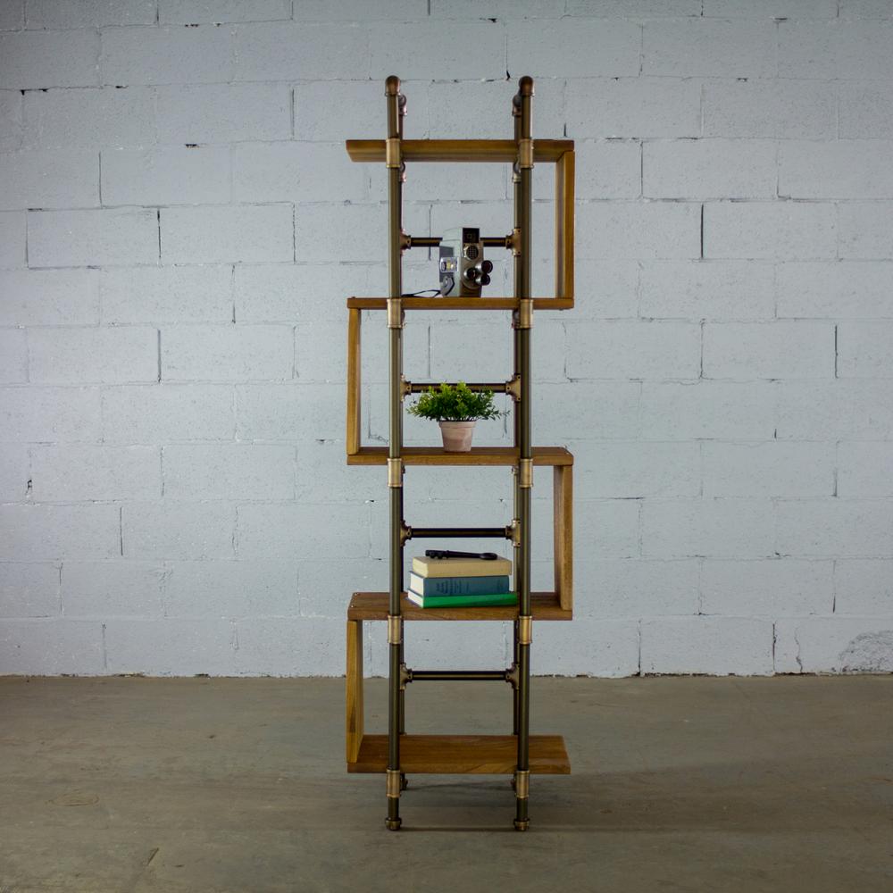 Furniture Pipeline Tucson Modern Brown 69 In Tall Tucson Modern Brown 69 In Tall Narrow 5 Shelf Etagere Pipe Bookcase Display Metal Reclaimed Wood
