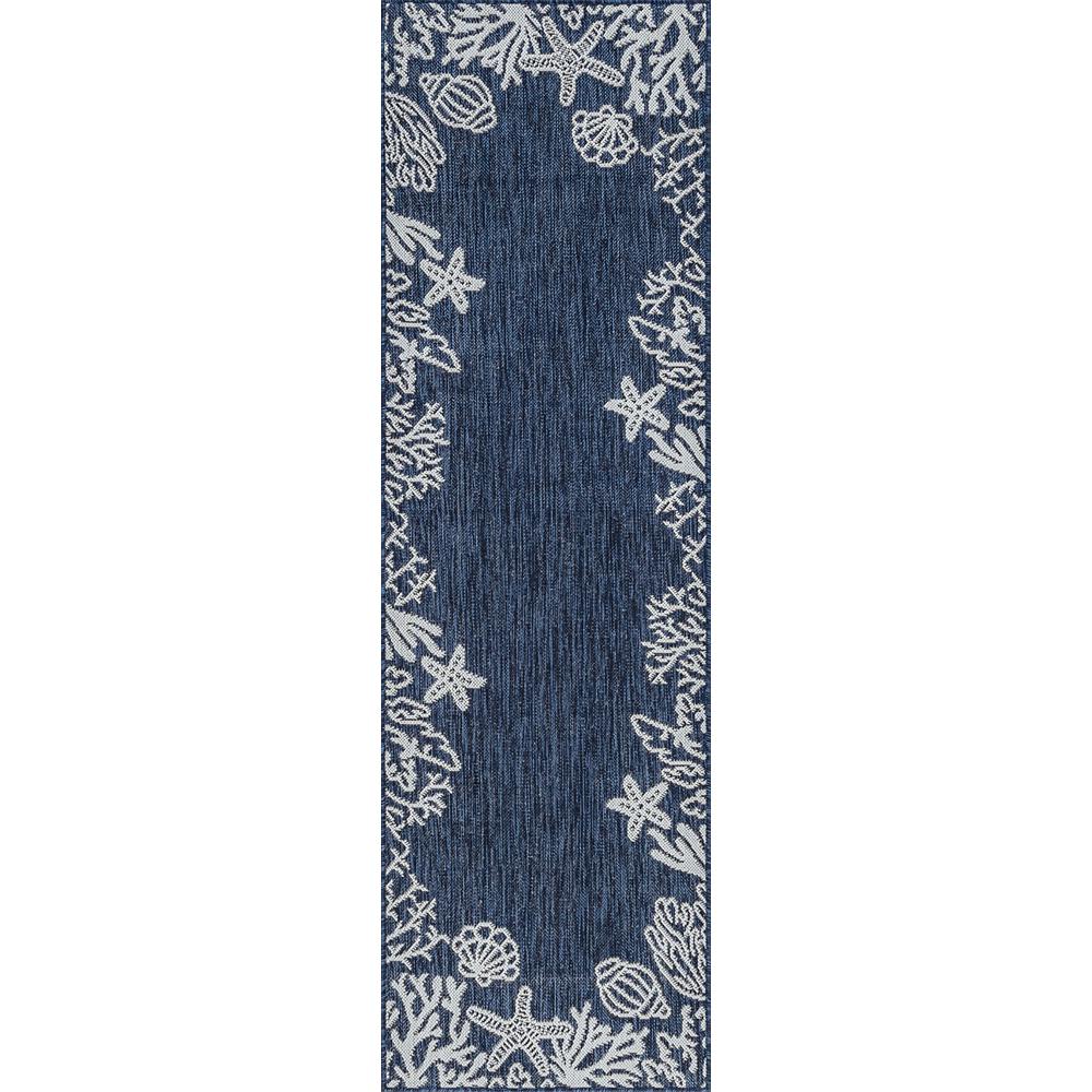 Tayse Rugs Eco Navy 2 ft. x 8 ft. Outdoor Runner RugECO1505 2x8 The
