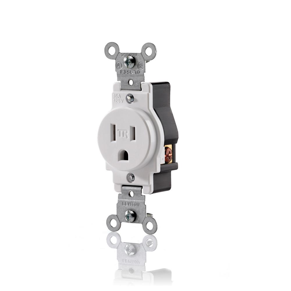 Leviton 15 Amp Commercial Grade Tamper Resistant Grounding Single ...