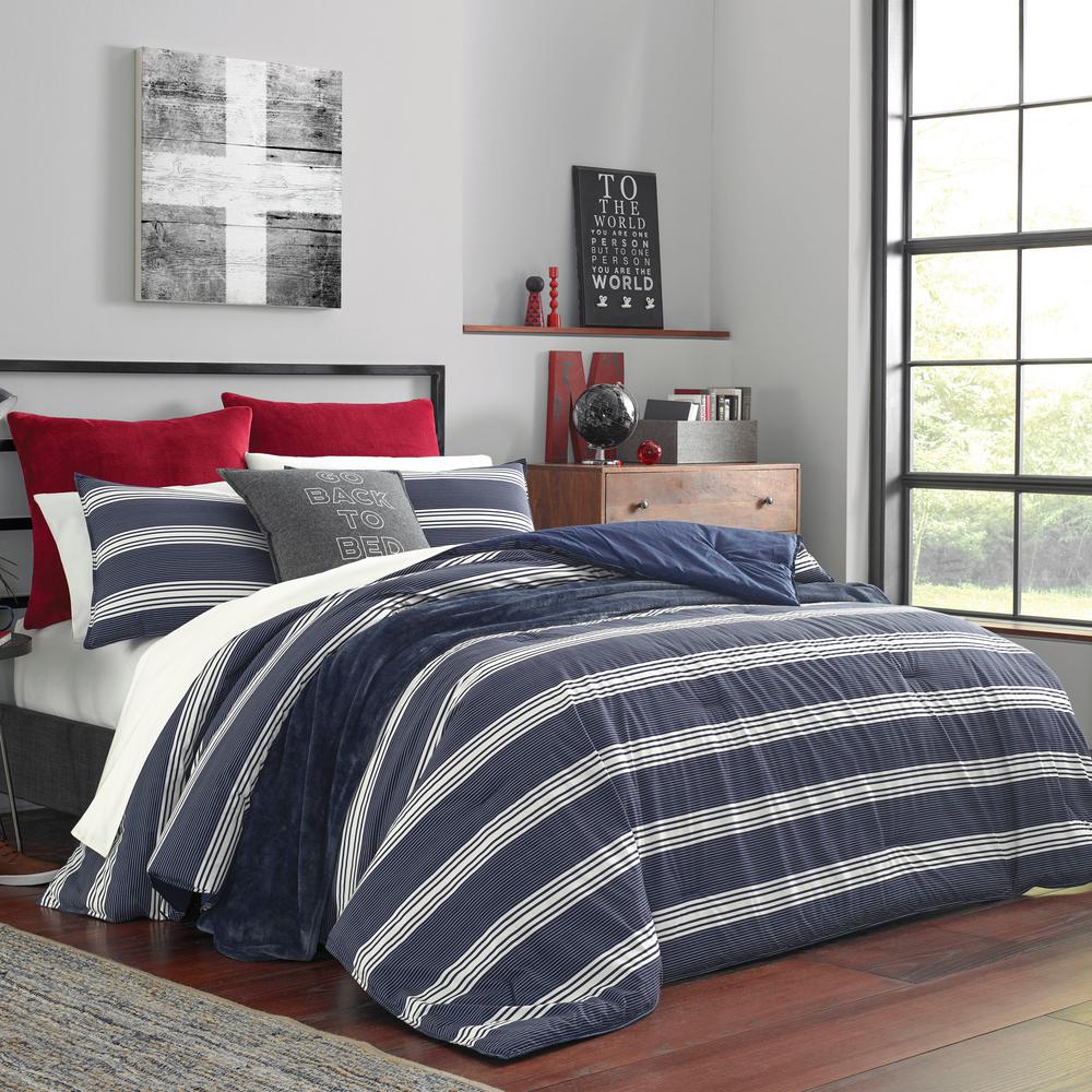 Nautica Craver 3 Piece Navy Full Queen Duvet Cover Set