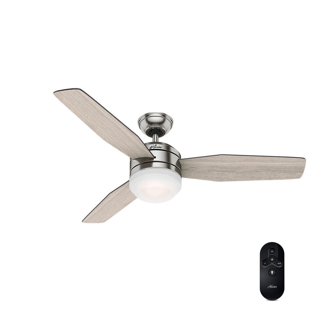 Hunter Zilker 52 In Led Indoor Brushed Nickel Ceiling Fan With Hunter Zilker 52 In Led Indoor Brushed Nickel Ceiling Fan With Remote Control