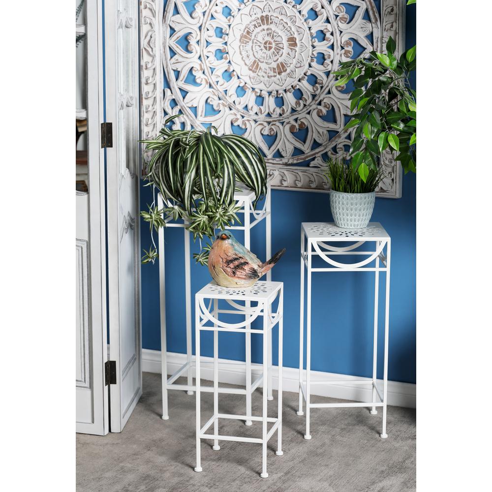 White Iron Plant Stands (Set of 3)