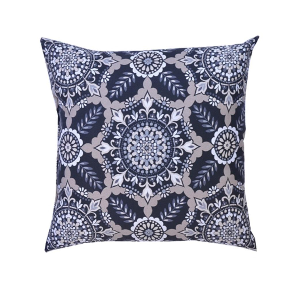 Hampton Bay Black Tile Square Outdoor Throw Pillows 2 Pack 7680