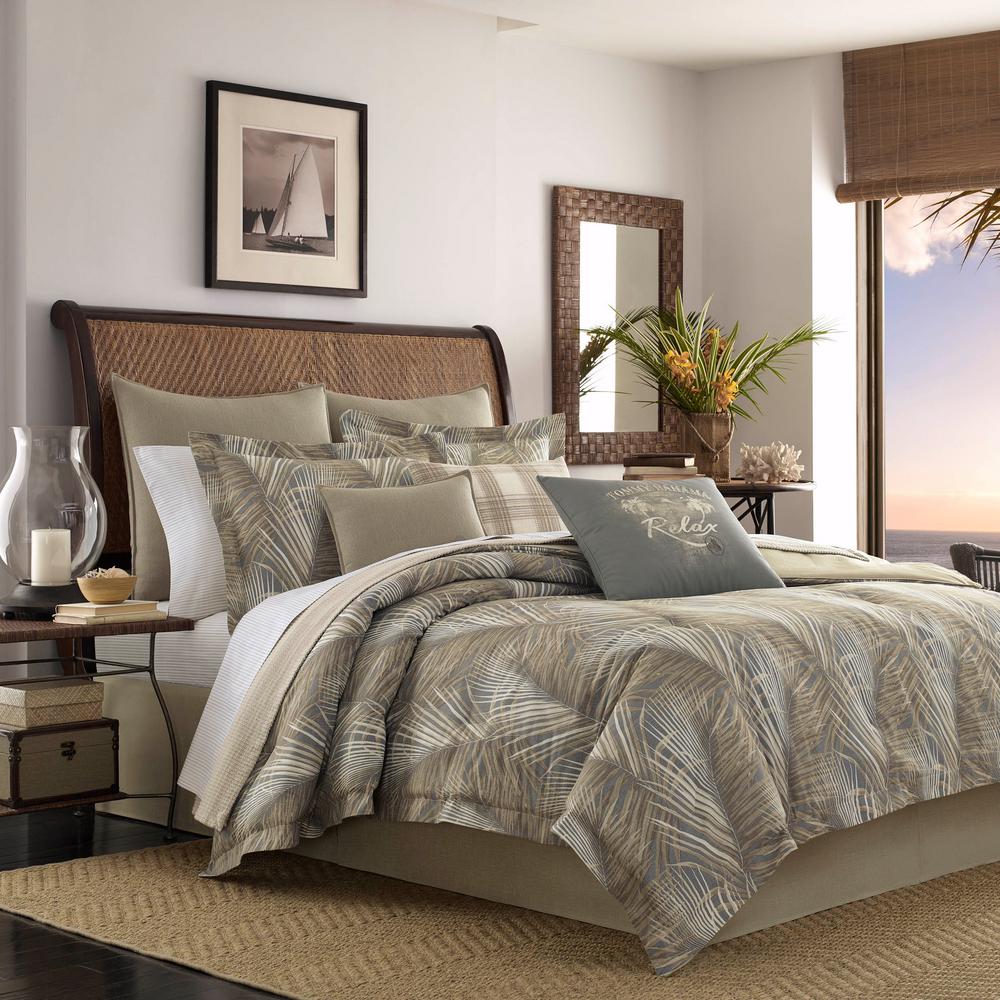 Tommy Bahama Raffia 4 Piece Brown California King Comforter