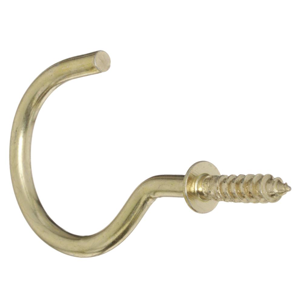 Everbilt 3 Lb 1 1 2 In Brass Plated Cup Hook 25 Piece Per Pack