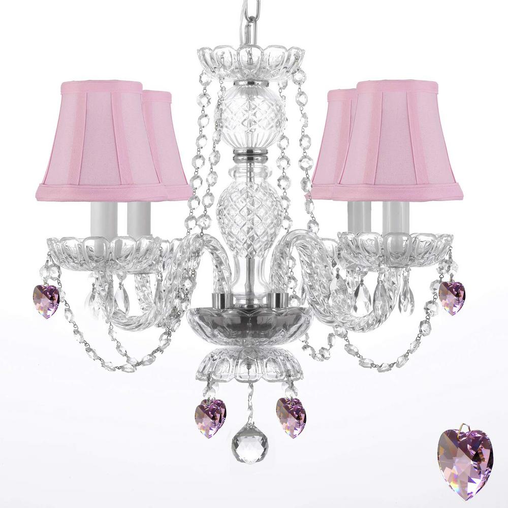 Harrison Lane Empress 4 Light Clear Crystal Chandelier With Pink