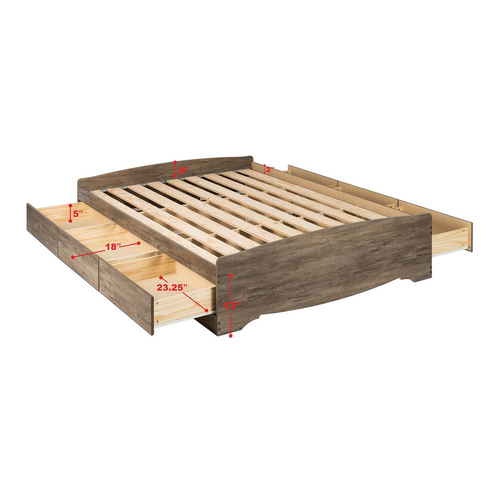 Prepac Mate S Drifted Gray Queen Platform Storage Bed With 6 Drawers Dbq 6200 3k The Home Depot Prepac Mate S Drifted Gray Queen, Queen Mates Bed