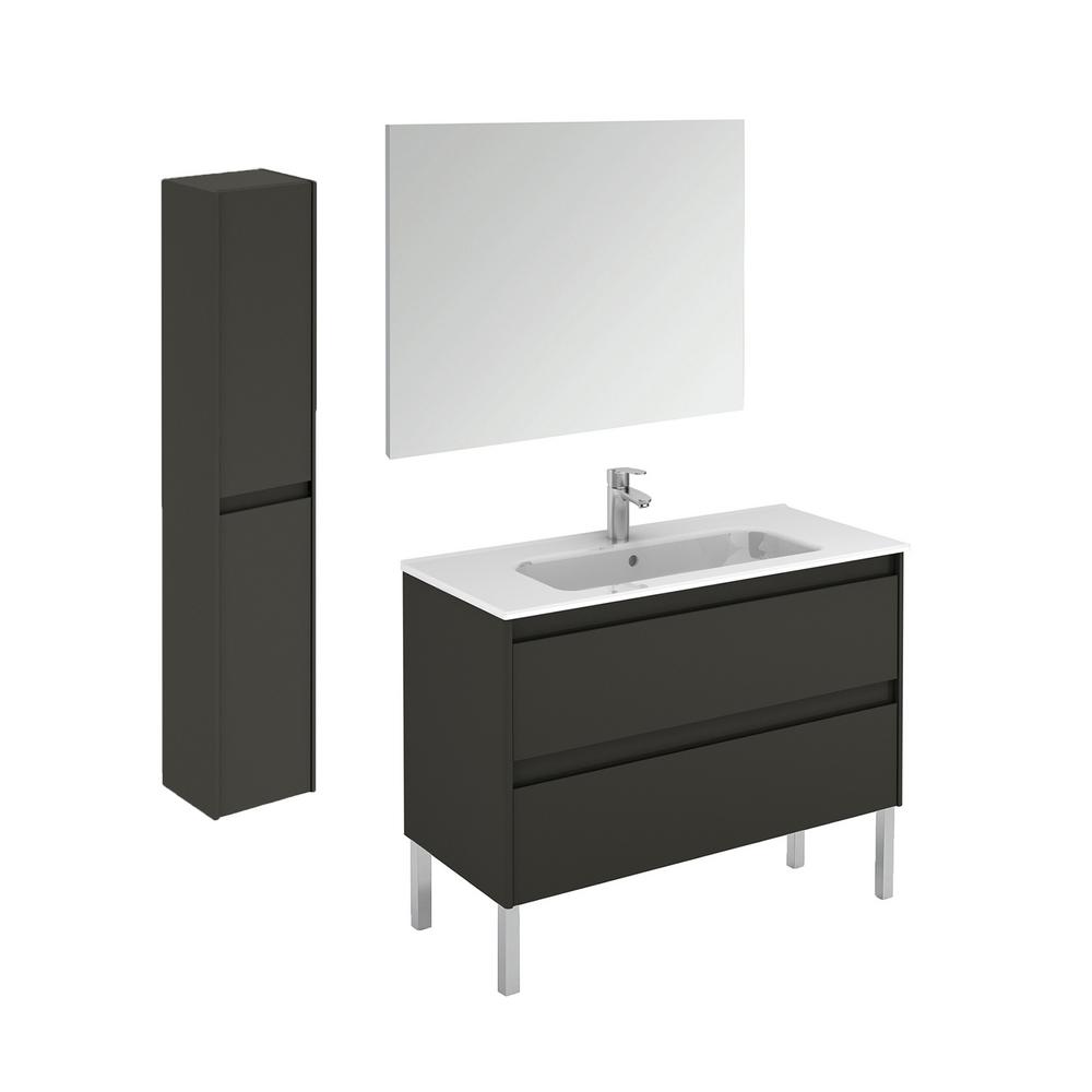 Ws Bath Collections 398 In W X 181 In D X 329 In H Bathroom Vanity Unit In Anthracite With Mirror And Column Ambra 100f Pack 2 An The Home Depot