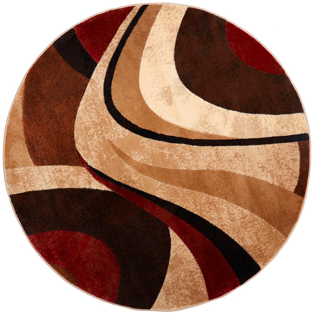 Home Dynamix Tribeca Abstract Brown & Red Area Rug 5’2round