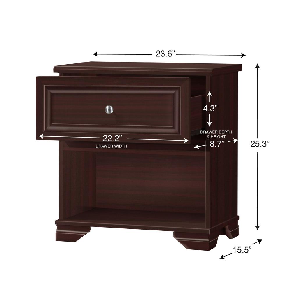 Belle Isle Furniture Llc South Lake 1 Drawer Espresso Nightstand