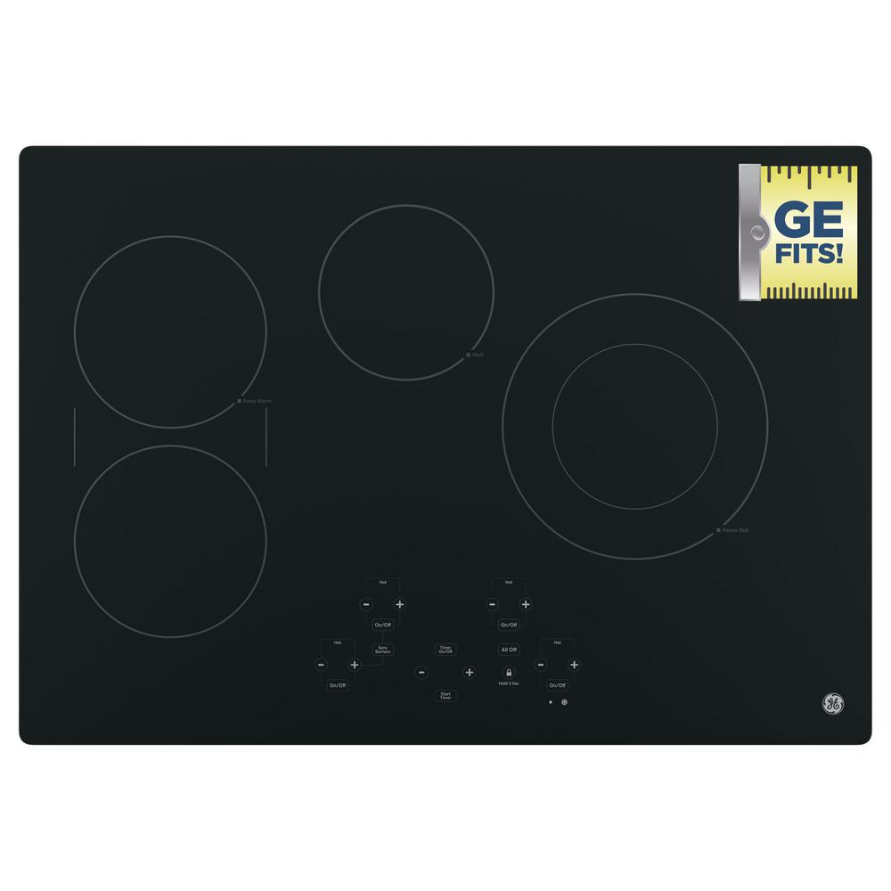 GE 30 in. Radiant Electric Cooktop in Black with 4 Elements including
