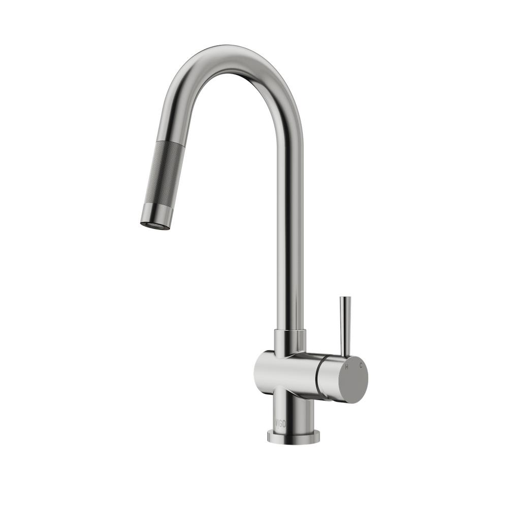 VIGO Single Handle Pull Out Sprayer Kitchen Faucet In Stainless