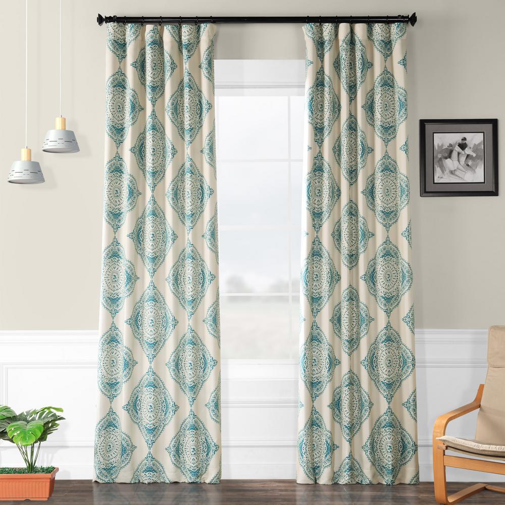 Exclusive Fabrics Furnishings Semi Opaque Henna Teal Blackout Curtain 50 In W X 108 In L Panel BOCH KC27A 108 The Home Depot