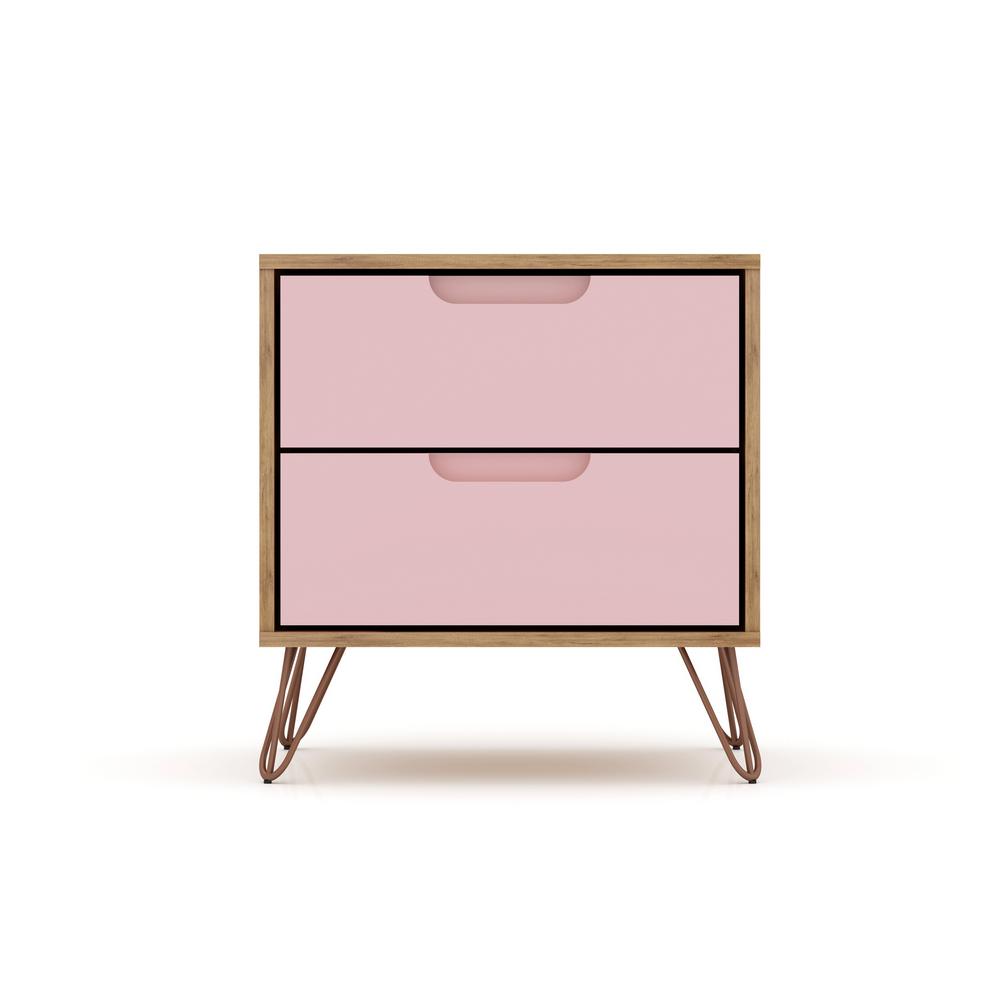 Luxor Intrepid 2 0 Nature And Rose Pink Mid Century Modern 2 Drawer Nightstand 102hd7 The Home Depot