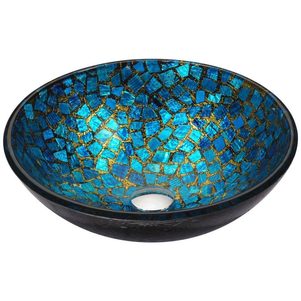 Anzzi Chipasi Vessel Sink In Blue Gold Mosaic Ls Az8210 The Home Anzzi Chipasi Vessel Sink In Blue Gold