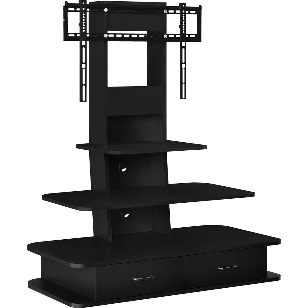 Black 70 In Tv Stand With Mount And Drawers Hd10077 The Home Depot Tv Stand With Mount And Drawers