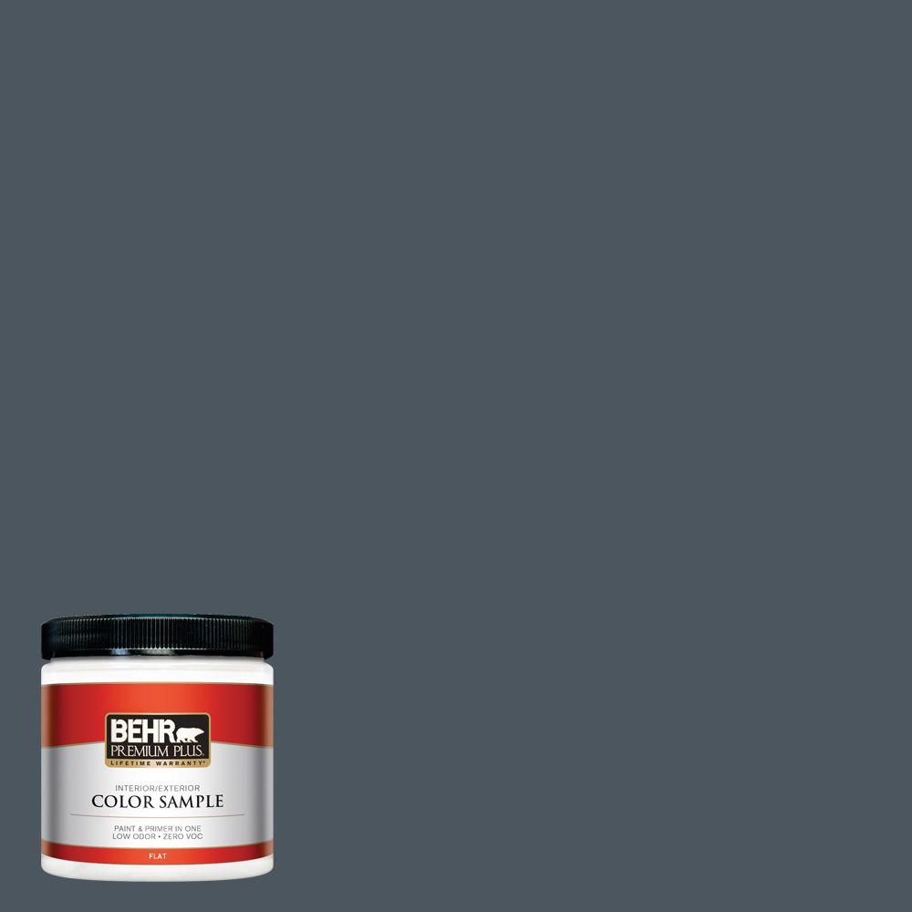 Behr Premium Plus 8 Oz N480 7 Midnight Blue Flat Interior Exterior N480 7 Midnight Blue Flat Interior Exterior Paint And Primer In One Sample
