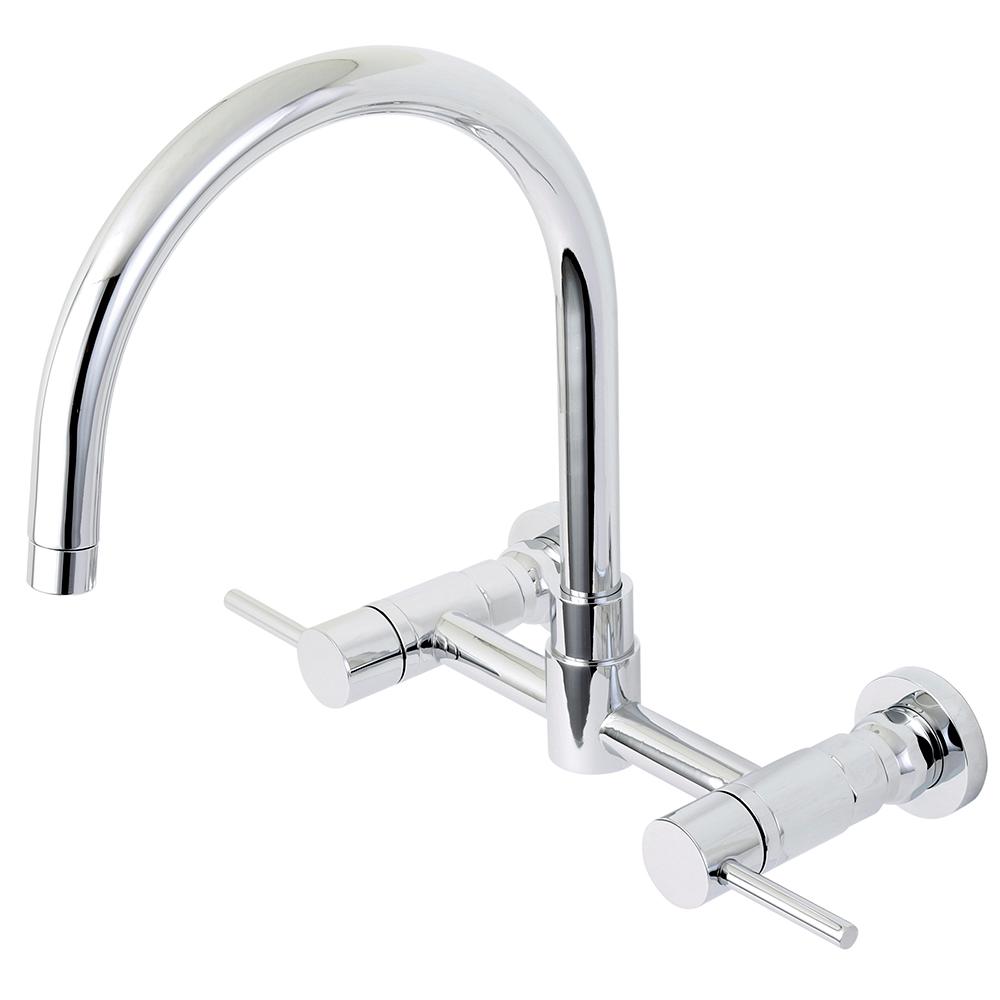 Kingston Brass Concord 2 Handle Wall Mount Standard Kitchen Faucet In Chrome
