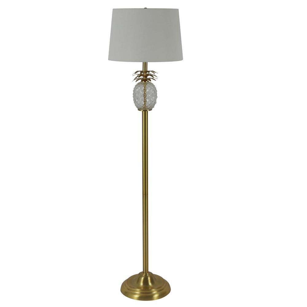 Decor Therapy Dalila 59 In Pineapple Font Brass Floor Lamp With Shade