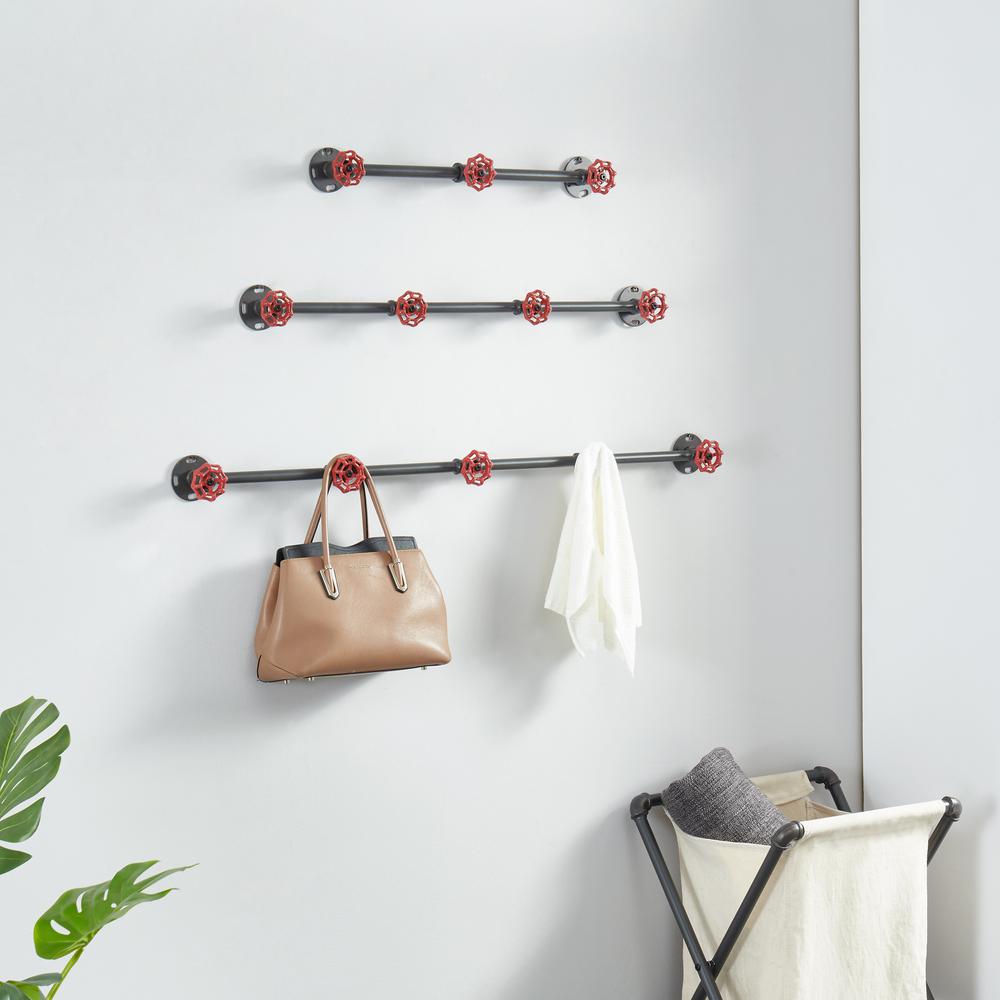 Furniture Of America Mae Sand Black Floating Wall Coat Rack With 5