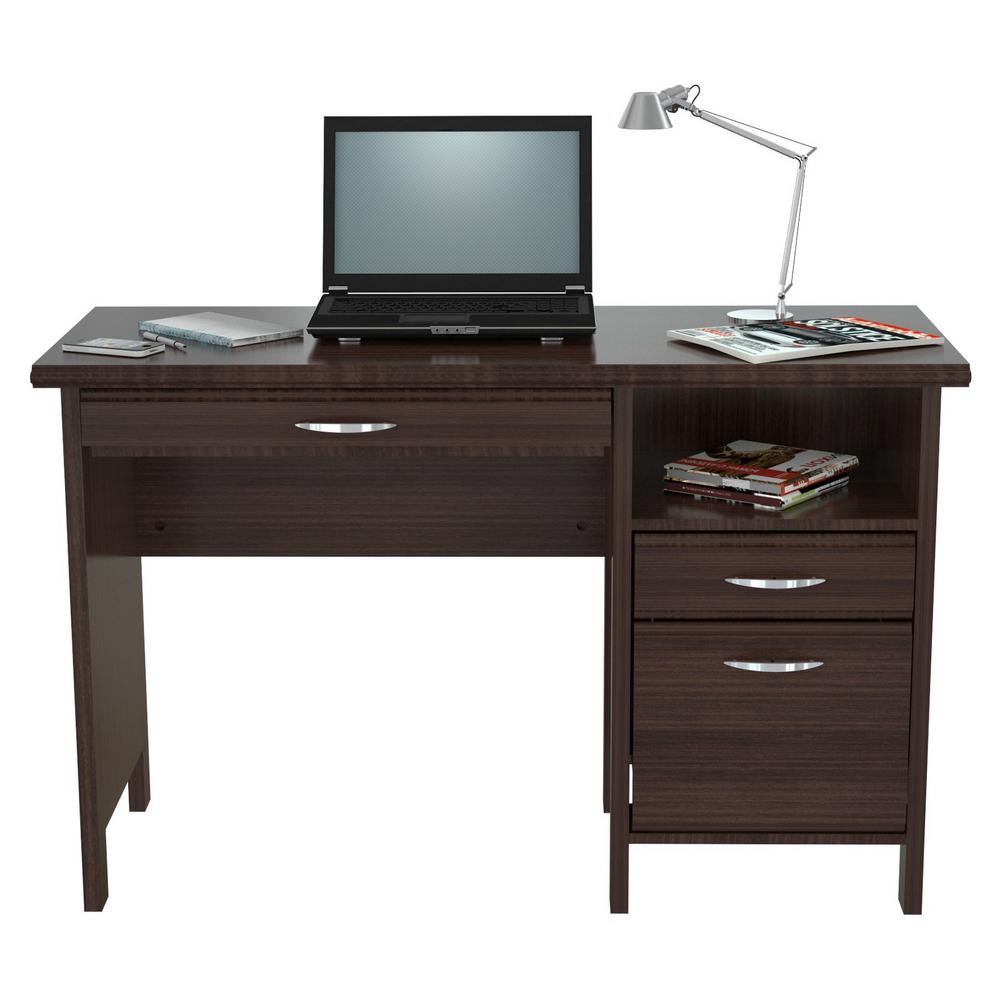 Inval 47 in. Rectangular Espresso 2 Drawer Computer Desks with Keyboard TrayES2403 The Home