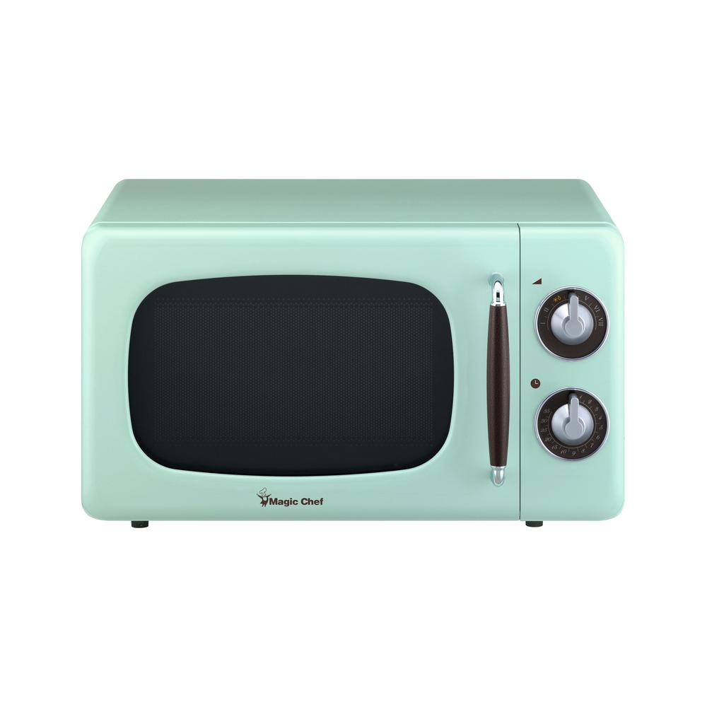 Magic Chef Retro 0 7 Cu Ft Countertop Microwave In Mint Green Countertop Microwave In Mint Green Mcd770cm The Home Depot