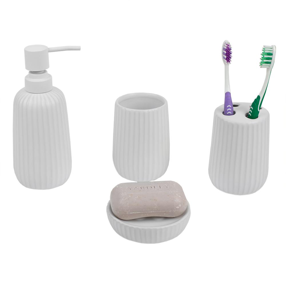 Contour 4-Piece Ceramic Bath Accessory Set in White-HDC51463 - The Home ...