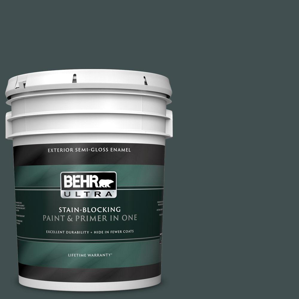 BEHR ULTRA 5 gal. MQ644 Black Evergreen SemiGloss Enamel Exterior