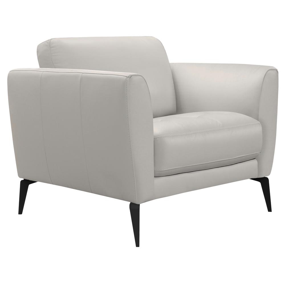 Modern Grey Leather Accent Chairs The Home Depot Armen Living Hope Genuine Dove Grey Leather Contemporary Chair With Black Metal Legs