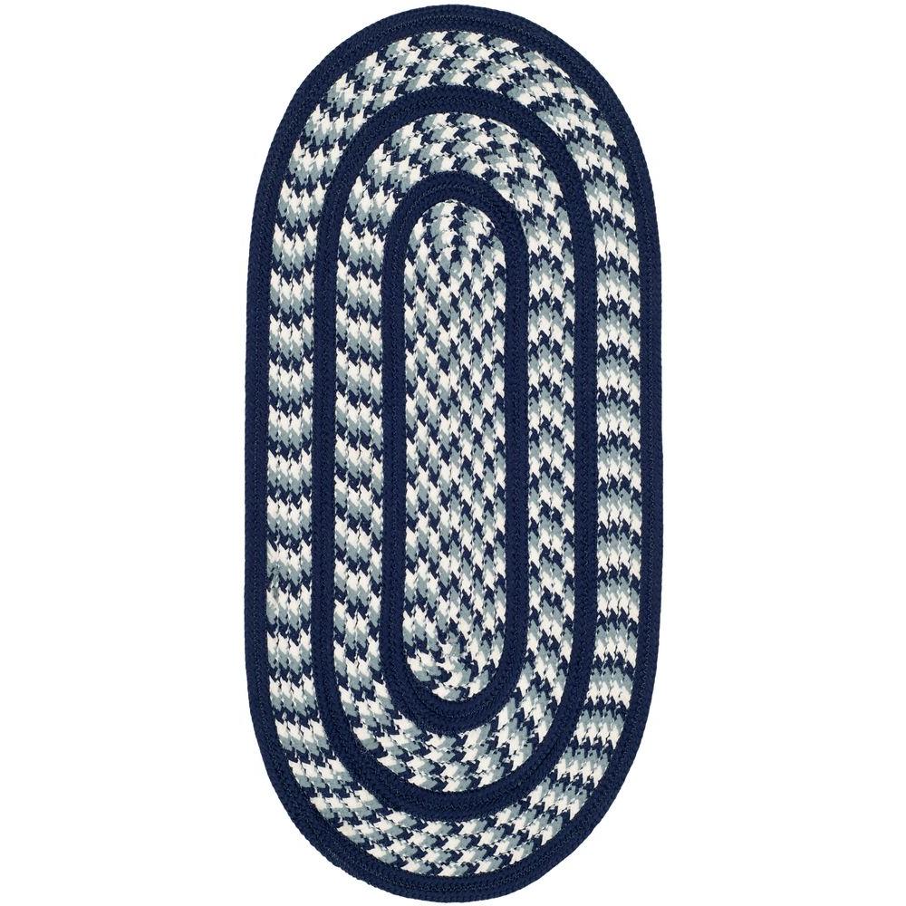 Safavieh Braided Ivory/Navy 2 ft. 3 in. x 8 ft. Oval Area RugBRD401D