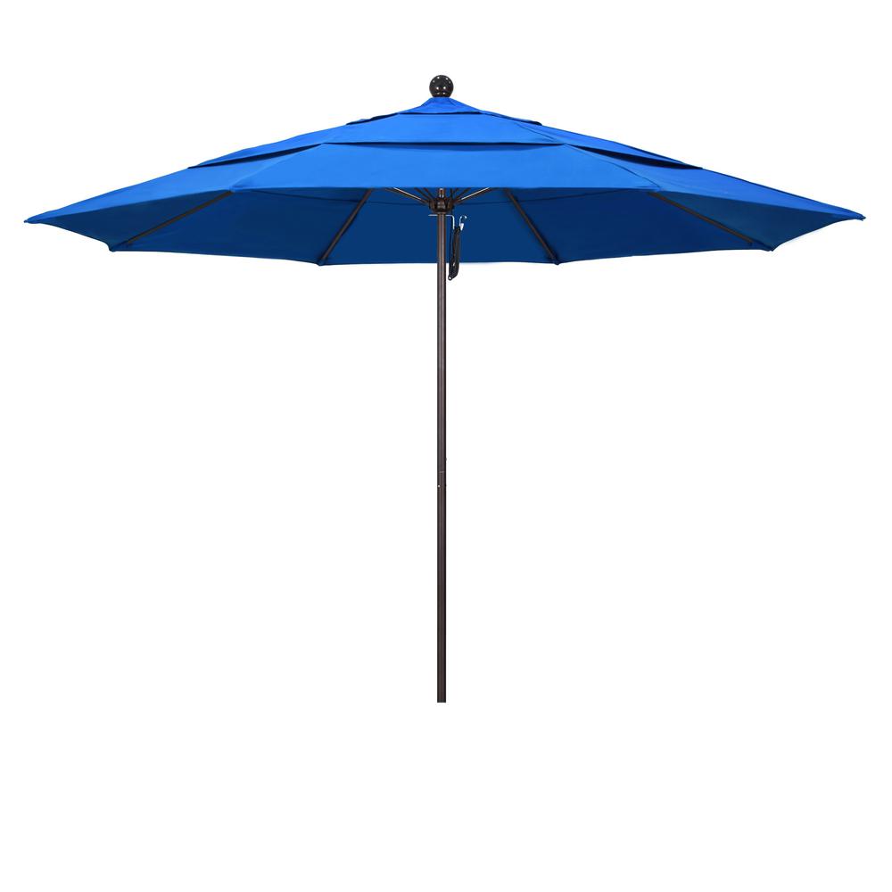 California Umbrella 11 Ft Matted White Fiberglass Market Patio Umbrella Po Dvent In Royal Blue Olefin Alto118170 F03 Dwv The Home Depot