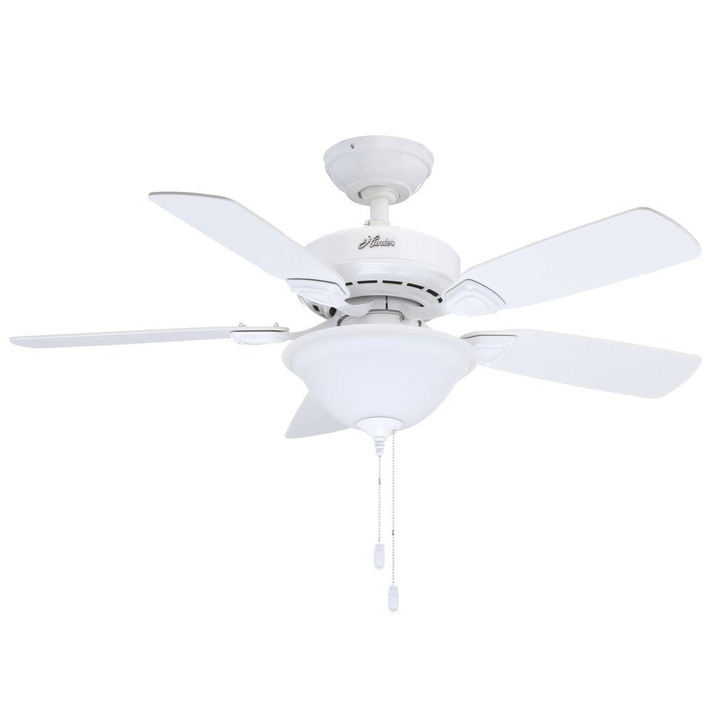 Hunter Caraway 44 In Indoor White Ceiling Fan With Light Bundled With Handheld Remote Control